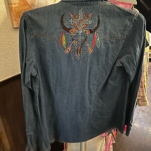 Embroidered Denim button up